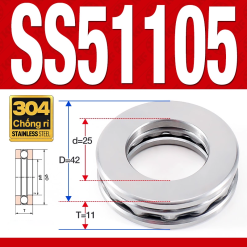 Vòng bi - bạc đạn SS51105 (Chặn trục - Inox 304 - 25*42*11 mm)