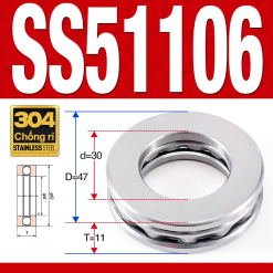 Vòng bi - bạc đạn SS51106 (Chặn trục - Inox 304 - 30*47*11 mm)