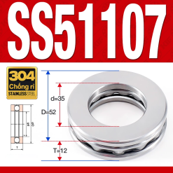 Vòng bi - bạc đạn SS51107 (Chặn trục - Inox 304 - 35*52*12 mm)