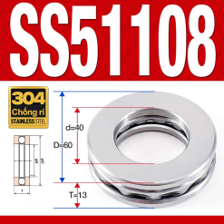 Vòng bi - bạc đạn SS51108 (Chặn trục - Inox 304 - 40*60*13 mm)
