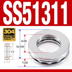 Vòng bi - bạc đạn SS51311 (Chặn trục - Inox 304 - 55*105*35 mm)