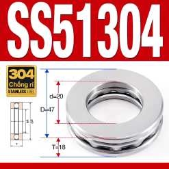 Vòng bi - bạc đạn SS51304 (Chặn trục - Inox 304 - 20*47*18 mm)