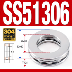 Vòng bi - bạc đạn SS51306 (Chặn trục - Inox 304 - 30*60*21 mm)