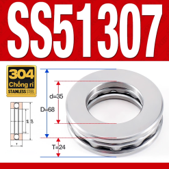 Vòng bi - bạc đạn SS51307 (Chặn trục - Inox 304 - 35*68*24 mm)