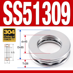Vòng bi - bạc đạn SS51309 (Chặn trục - Inox 304 - 45*85*28 mm)