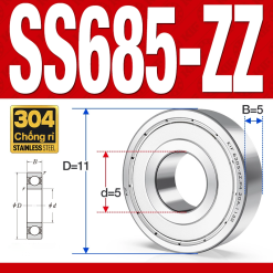 Vòng bi - bạc đạn SS685-ZZ (Chống ăn mòn - Inox 304 - 5*11*5 mm)