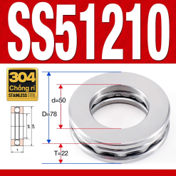 Vòng bi - bạc đạn SS51210 (Chặn trục - Inox 304 - 50*78*22 mm)