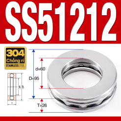 Vòng bi - bạc đạn SS51212 (Chặn trục - Inox 304 - 60*95*26 mm)