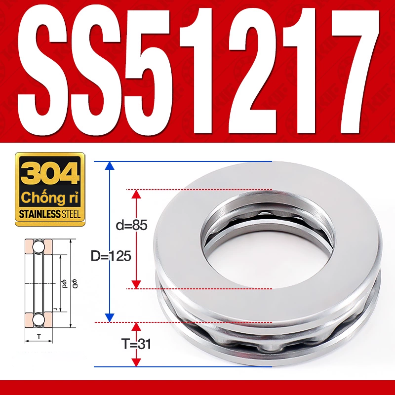 Vòng bi - bạc đạn SS51217 (Chặn trục - Inox 304 - 85*125*31 mm)