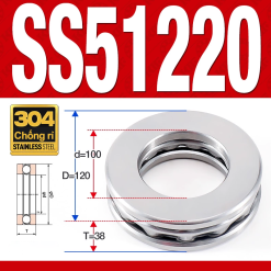 Vòng bi - bạc đạn SS51220 (Chặn trục - Inox 304 - 100*150*38 mm)