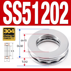 Vòng bi - bạc đạn SS51202 (Chặn trục - Inox 304 - 15*32*12 mm)