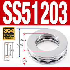 Vòng bi - bạc đạn SS51203 (Chặn trục - Inox 304 - 17*35*12 mm)