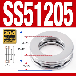 Vòng bi - bạc đạn SS51205 (Chặn trục - Inox 304 - 25*47*15 mm)