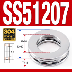 Vòng bi - bạc đạn SS51207 (Chặn trục - Inox 304 - 35*62*18 mm)