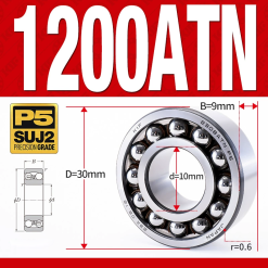 Vòng bi - bạc đạn tự lựa 1200ATN  (Chịu nhiệt - vòng cách bi Nylon -  10*30*9 mm)