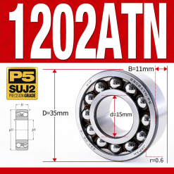 Vòng bi - bạc đạn tự lựa 1202ATN  (Chịu nhiệt - vòng cách bi Nylon - 15*35*11 mm)
