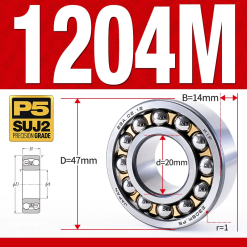 Vòng bi - bạc đạn tự lựa 1204M (Chịu nhiệt - vòng cách bi Đồng - 20*47*14 mm)