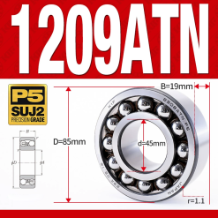 Vòng bi - bạc đạn tự lựa 1209ATN  (Chịu nhiệt - vòng cách bi Đồng - 45*85*19 mm)