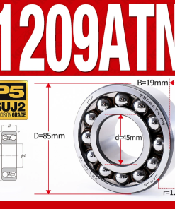 Vòng bi - bạc đạn tự lựa 1209ATN  (Chịu nhiệt - vòng cách bi Đồng - 45*85*19 mm)