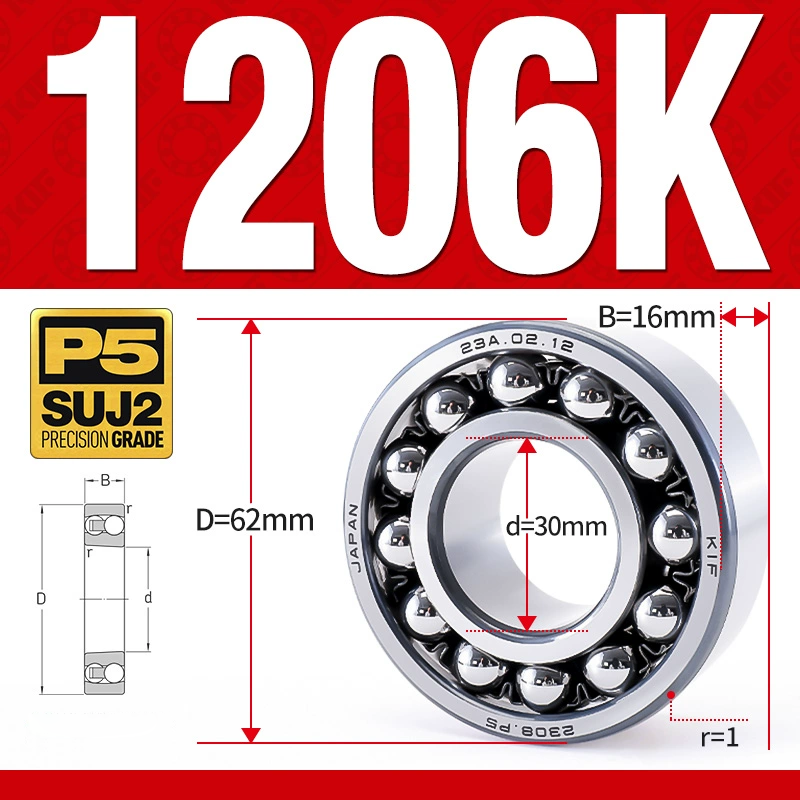 Vòng bi - bạc đạn tự lựa 1206K (Lỗ côn - 30*62*16 mm)