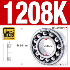 Vòng bi - bạc đạn tự lựa 1208K (Lỗ côn - 40*80*18 mm)