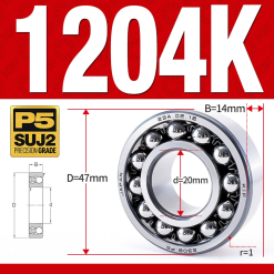 Vòng bi - bạc đạn tự lựa 1204K (Lỗ côn - 20*47*14 mm)