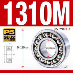 Vòng bi - bạc đạn tự lựa 1310M (Chịu nhiệt - vòng cách bi Đồng - 50*110*27 mm)