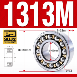 Vòng bi - bạc đạn tự lựa 1313M (Chịu nhiệt - vòng cách bi Đồng - 65*140*33 mm)