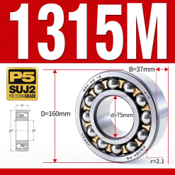 Vòng bi - bạc đạn tự lựa 1315M (Chịu nhiệt - vòng cách bi Đồng - 75*160*37 mm)