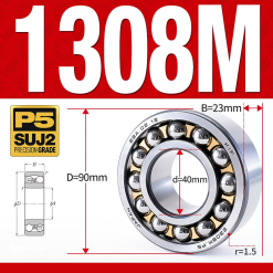 Vòng bi - bạc đạn tự lựa 1308M (Chịu nhiệt - vòng cách bi Đồng - 40*90*23 mm)