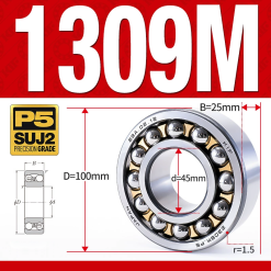 Vòng bi - bạc đạn tự lựa 1309M (Chịu nhiệt - vòng cách bi Đồng - 45*100*25 mm)