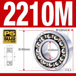Vòng bi - bạc đạn tự lựa 2210M (Chịu nhiệt - vòng cách bi Đồng - 50*90*23 mm)