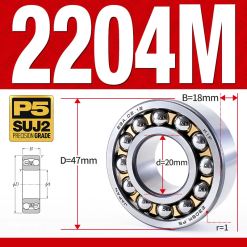 Vòng bi - bạc đạn tự lựa 2204M (Chịu nhiệt - vòng cách bi Đồng -  20*47*18 mm)