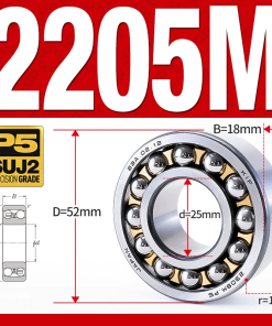 Vòng bi - bạc đạn tự lựa 2205M (Chịu nhiệt - vòng cách bi Đồng -  25*52*18 mm)