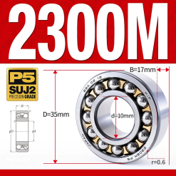 Vòng bi - bạc đạn tự lựa 2300M (Chịu nhiệt - vòng cách bi Đồng - 10*35*17 mm)