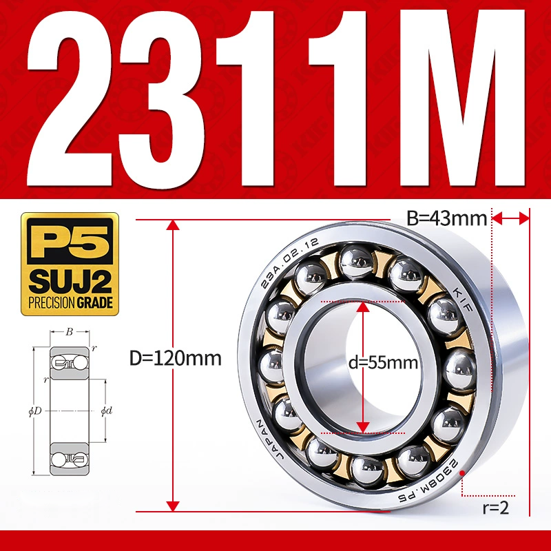 Vòng bi - bạc đạn tự lựa 2311M (Chịu nhiệt - vòng cách bi Đồng - 55*120*43 mm)