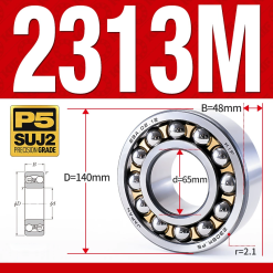 Vòng bi - bạc đạn tự lựa 2313M (Chịu nhiệt - vòng cách bi Đồng - 65*140*48 mm)