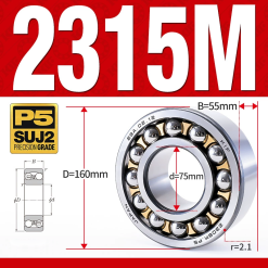 Vòng bi - bạc đạn tự lựa 2318M (Chịu nhiệt - vòng cách bi Đồng - 90*190*64 mm)
