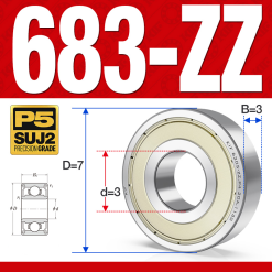 Vòng bi - bạc đạn  683-ZZ (Phớt kim loại -  3*7*3 mm)