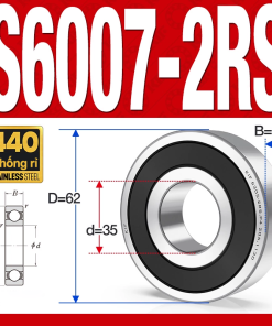 Vòng bi - bạc đạn S6007-2RS  (Tốc độ cao - Inox 440C - phớt cao su - 35*62*14 mm)
