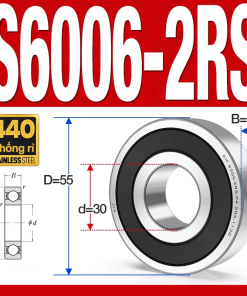 Vòng bi - bạc đạn S6006-2RS  (Tốc độ cao - Inox 440C - phớt cao su - 30*55*13 mm)