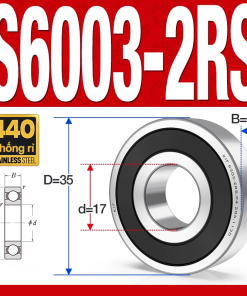 Vòng bi - bạc đạn S6003-2RS  (Tốc độ cao - Inox 440C - phớt cao su - 17*35*10 mm)