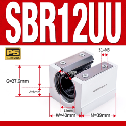 Con trượt tròn có đế thân ngắn SBR12UU (Bi trượt tròn có đế)
