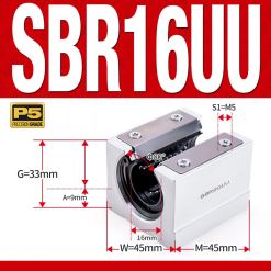 Con trượt tròn có đế thân ngắn SBR16UU (Bi trượt tròn có đế)