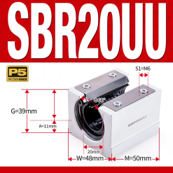 Con trượt tròn có đế thân ngắn SBR20UU (Bi trượt tròn có đế)