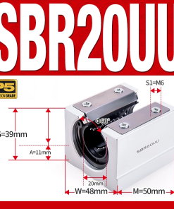 Con trượt tròn có đế thân ngắn SBR20UU (Bi trượt tròn có đế)