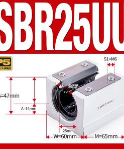 Con trượt tròn có đế thân ngắn SBR25UU (Bi trượt tròn có đế)