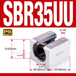 Con trượt tròn có đế thân ngắn SBR35UU (Bi trượt tròn có đế)