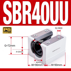 Con trượt tròn có đế thân ngắn SBR40UU (Bi trượt tròn có đế)