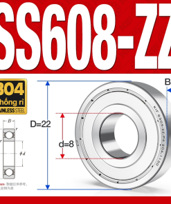 Vòng bi - bạc đạn mini SS608-ZZ (Chống ăn mòn - Inox 304 -  8*22*7 mm)